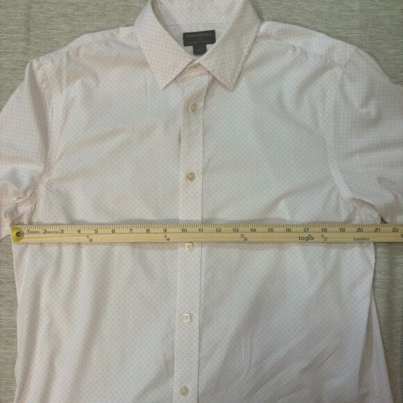 Banana Republic Mens White Pink Pattern Button Down Long Sleeve Shirt Sz Large - Picture 7 of 10